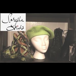 Lime Geeen Wool Blend Beret